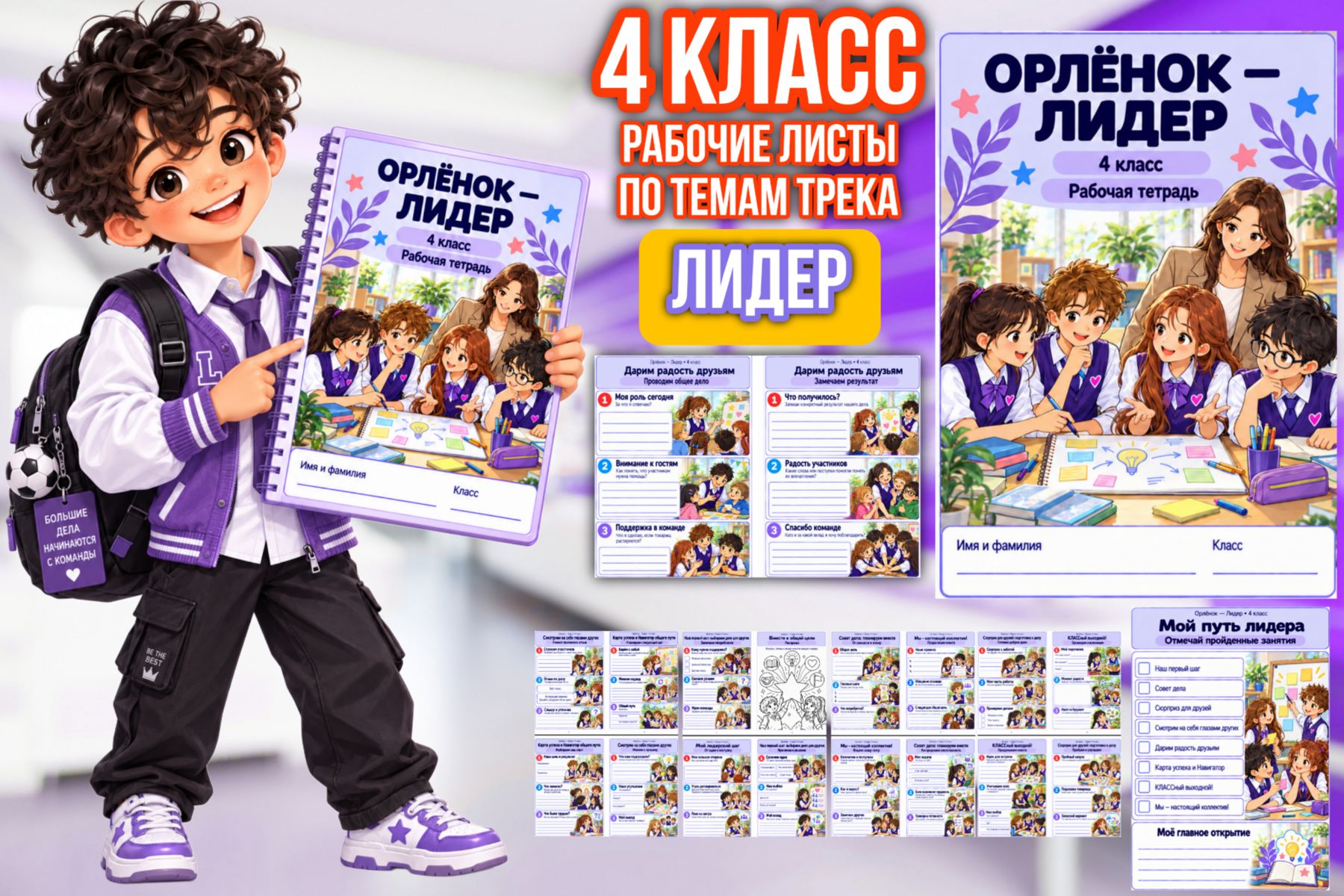 Превью шаблона «Лидер» — рабочие листы для 3 класса