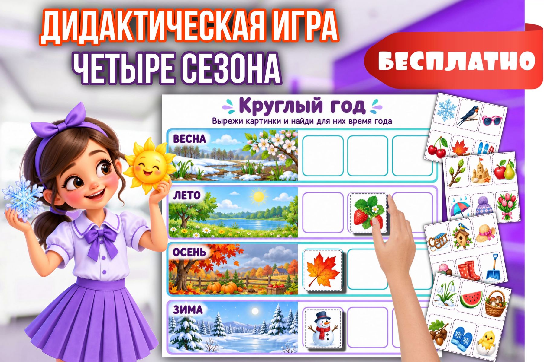 Превью шаблона Дидактическая игра «Четыре сезона — найди, где я!»