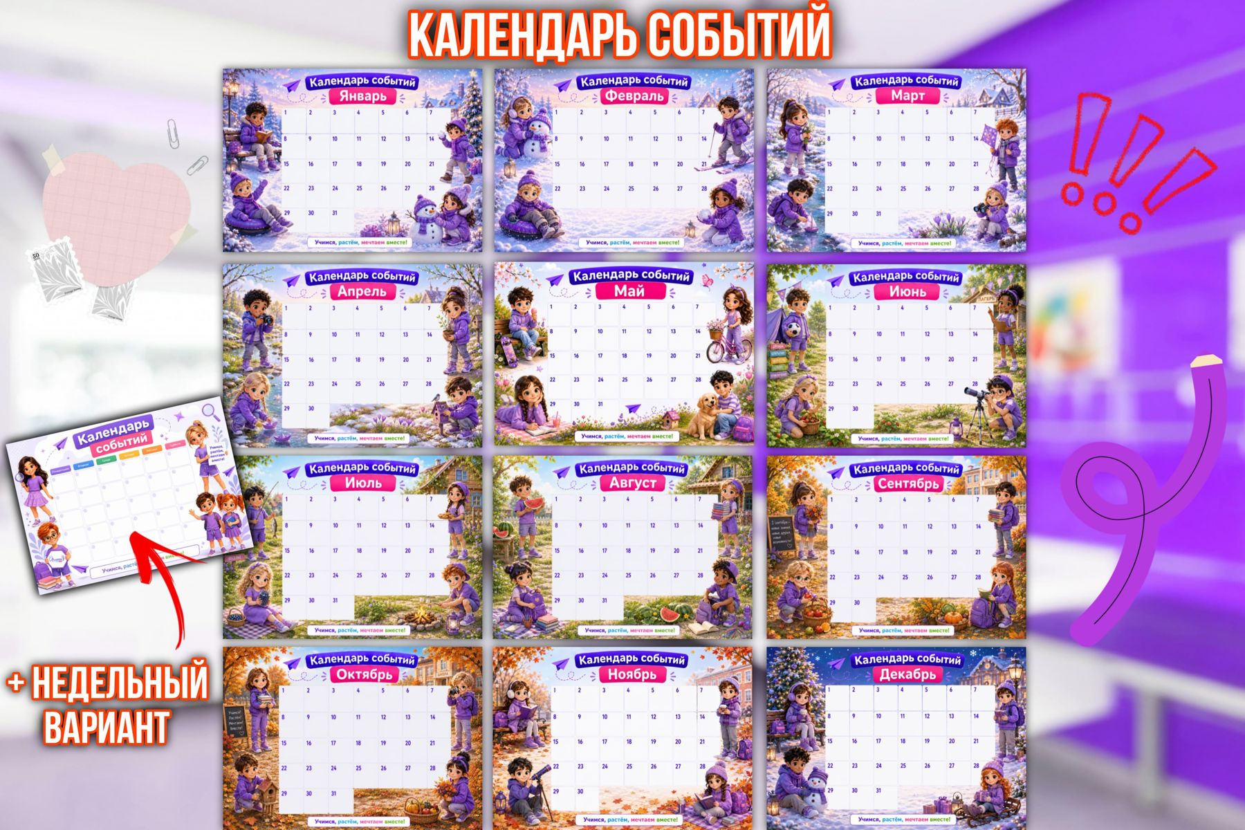 Превью шаблона Планер календарь событий на год
