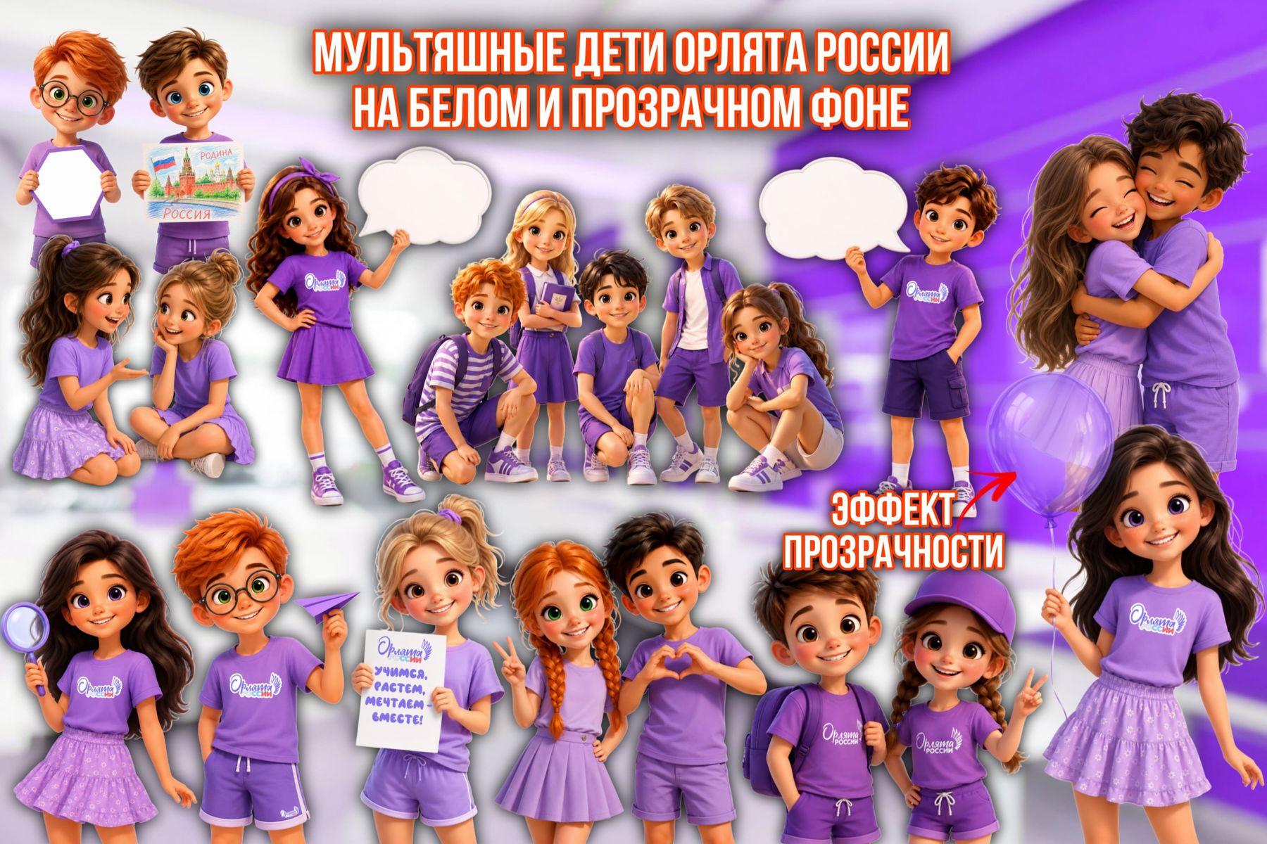 Превью шаблона Мультяшные дети «Орлята России»