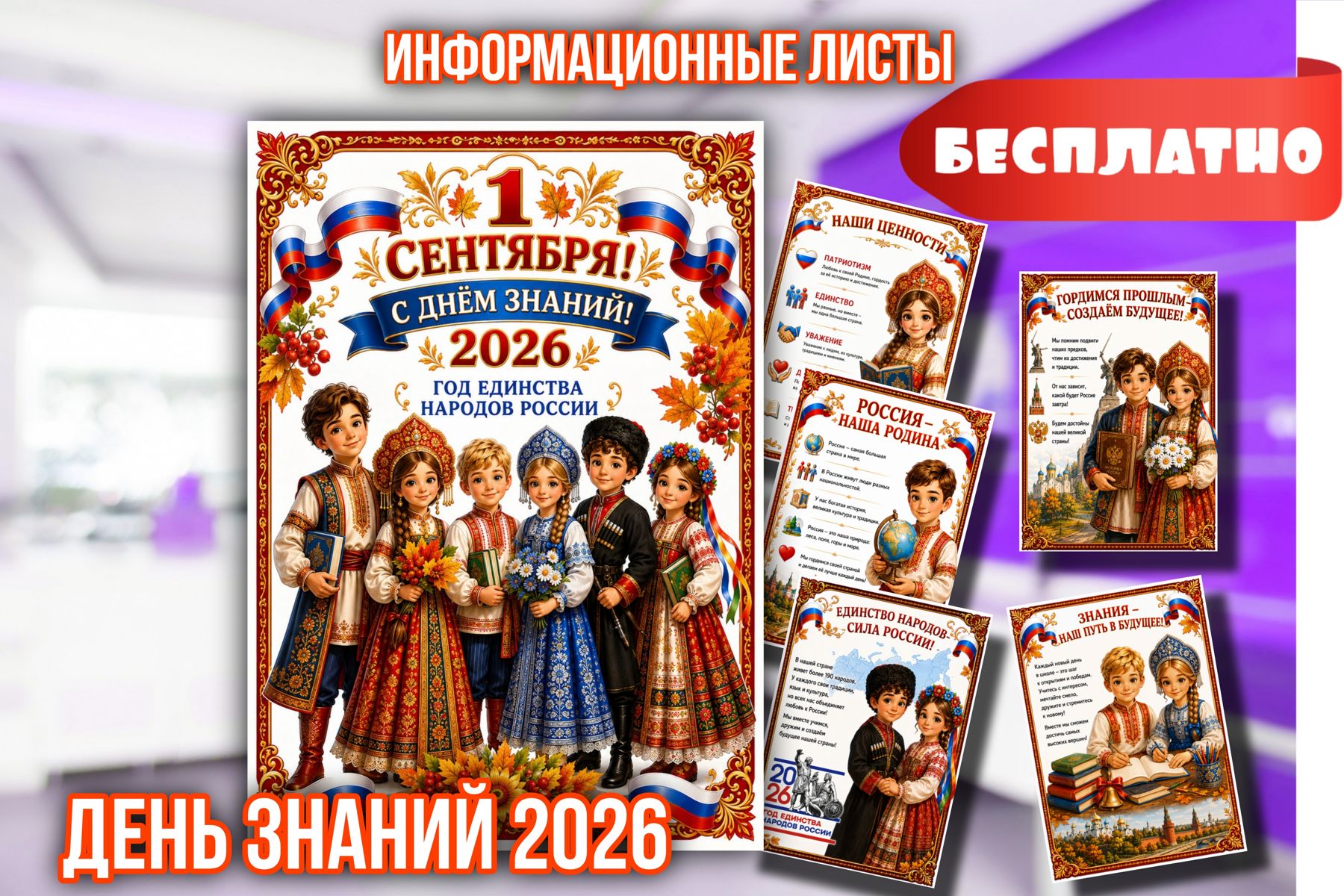 Превью шаблона Информационные листы на 1 сентября «Народное единство»