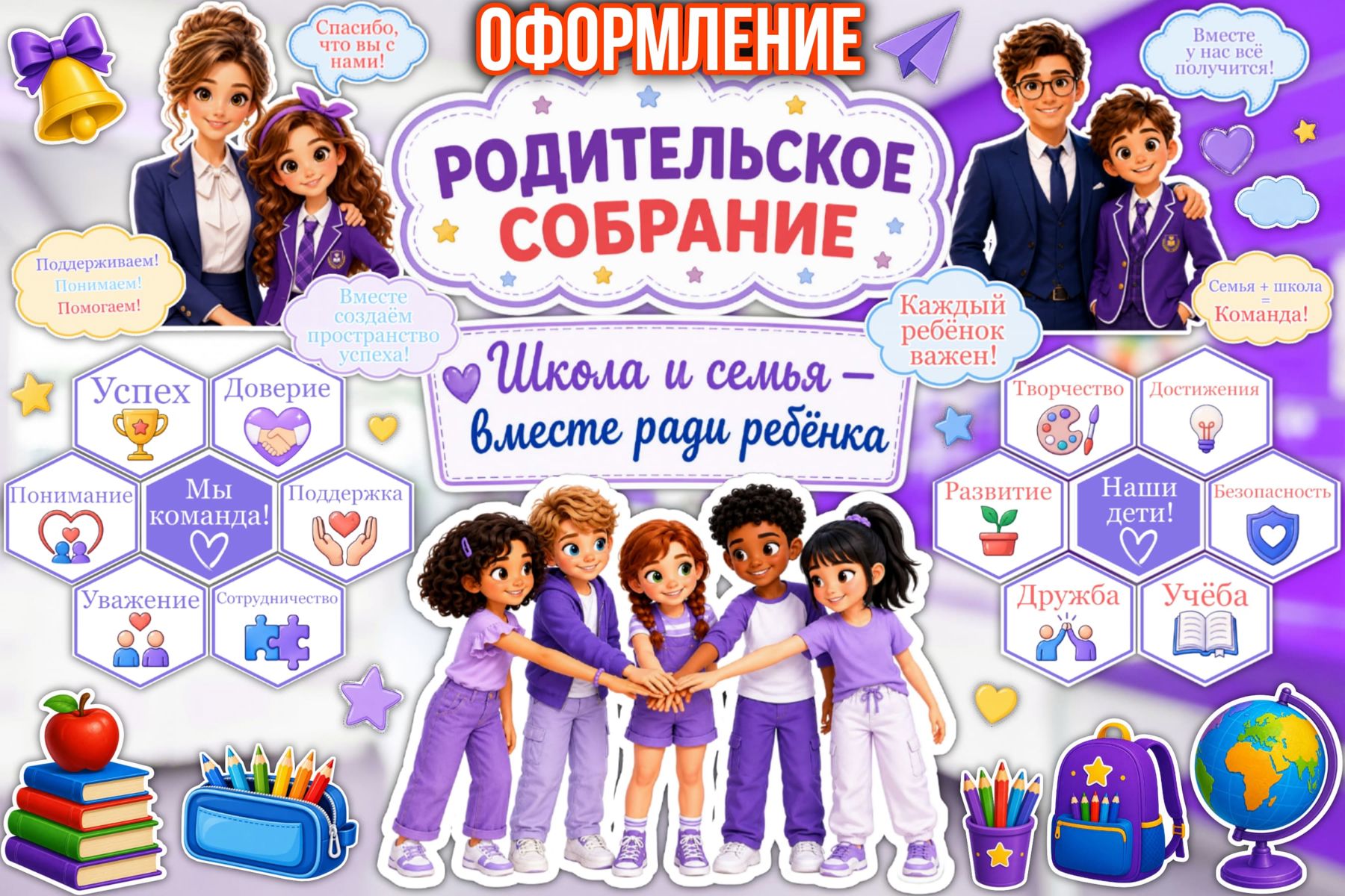 Превью шаблона Оформление родительского собрания в стиле Орлята России