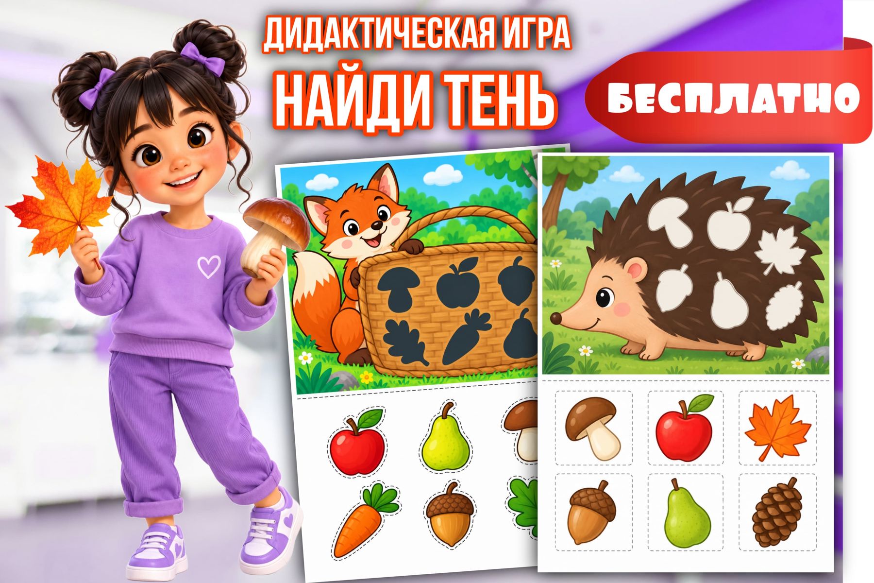 Превью шаблона Дидактическая игра «Колючие и пушистые собиратели»
