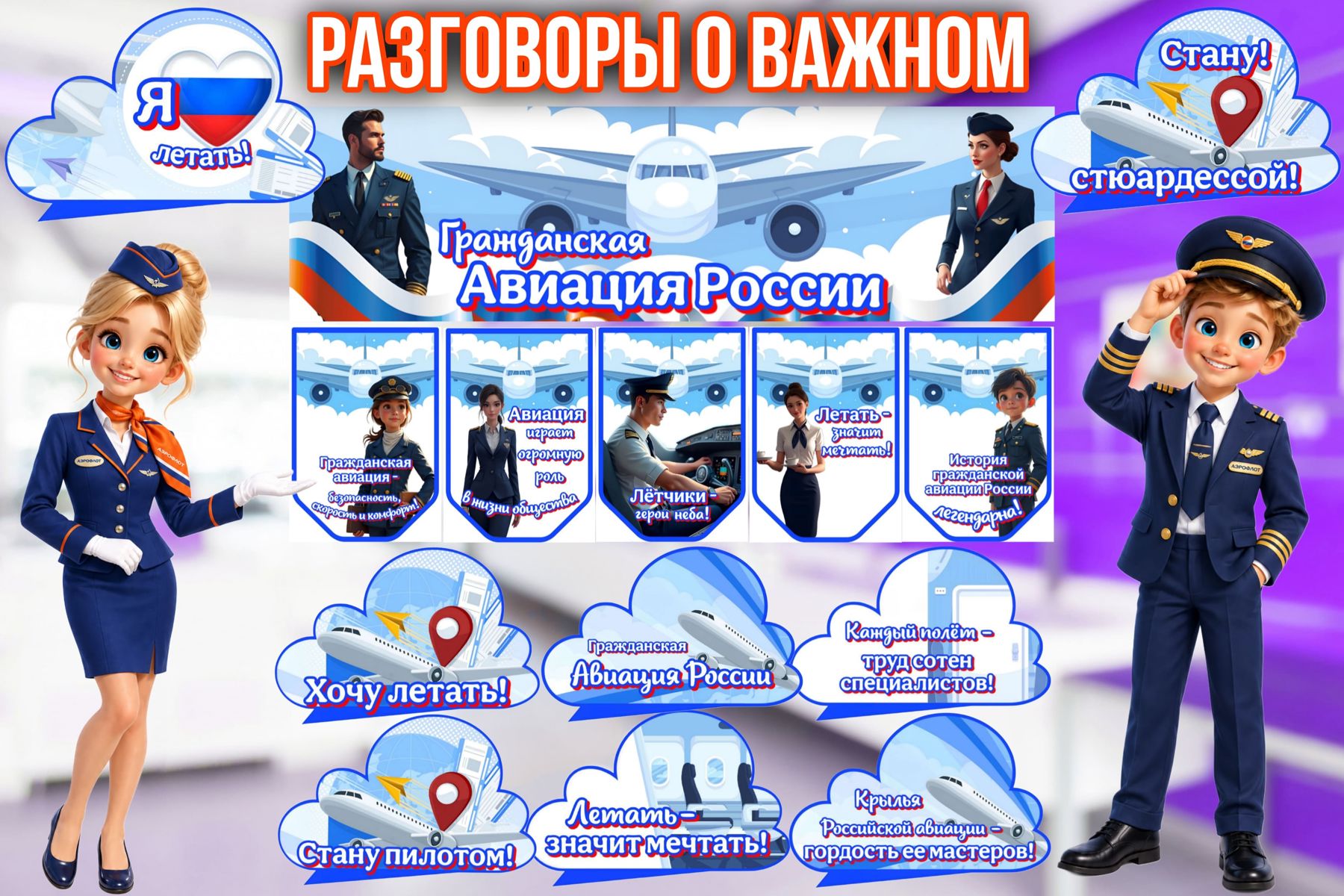 Превью шаблона Гражданская авиации России РОВ Цвет